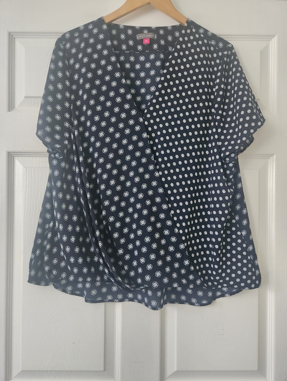 Vince Camuto Womens Navy Short Sleeve Blouse
